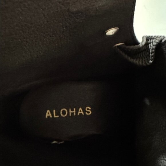 New Alohas Can Can Black Leather Combat Boots - Picture 15 of 15
